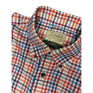Cabela's‎ Outfitter Series Mens Size Large Plaid Button Up Short Sleeve Shirt